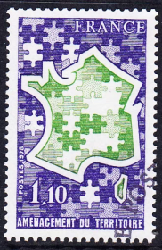 FR1法国1978 国家行政区调整15周年 地图拼图 雕刻版外国邮票 新 1全