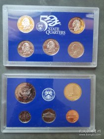 美国硬币，2003年精制币套装，两盒装，分别公园币、流通币。