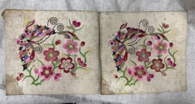清末民国时期蝶恋花图案绣品一对