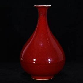 明宣德青花霁红玉壶春瓶，高28.5厘米，直径18厘米