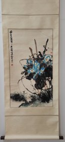 朱屺瞻花鸟画原装裱立轴