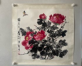 金默如，斗方镜心，国画作品