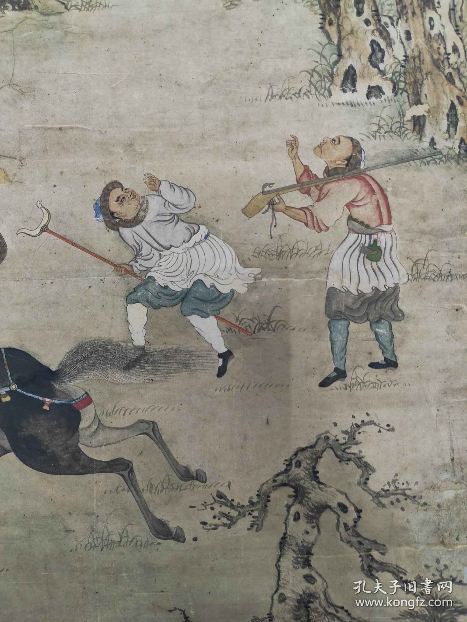 清中晚期，无款，行猎图