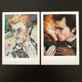 两张伊丽莎白·佩顿 美国艺术家绘画作品明信片