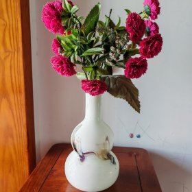 老琉璃葫芦花瓶+熟料花
