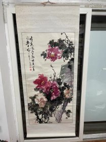 中式国画，水墨画，彩色画，花鸟画，尺寸75*183，陕西西安名人字画，马天锁，包邮，已裱