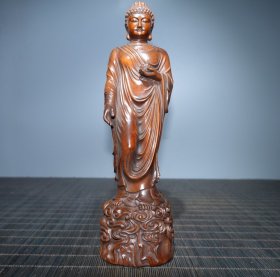 旧藏黄杨木如来摆件，长6cm,宽5.5cm,高22cm,重260g，