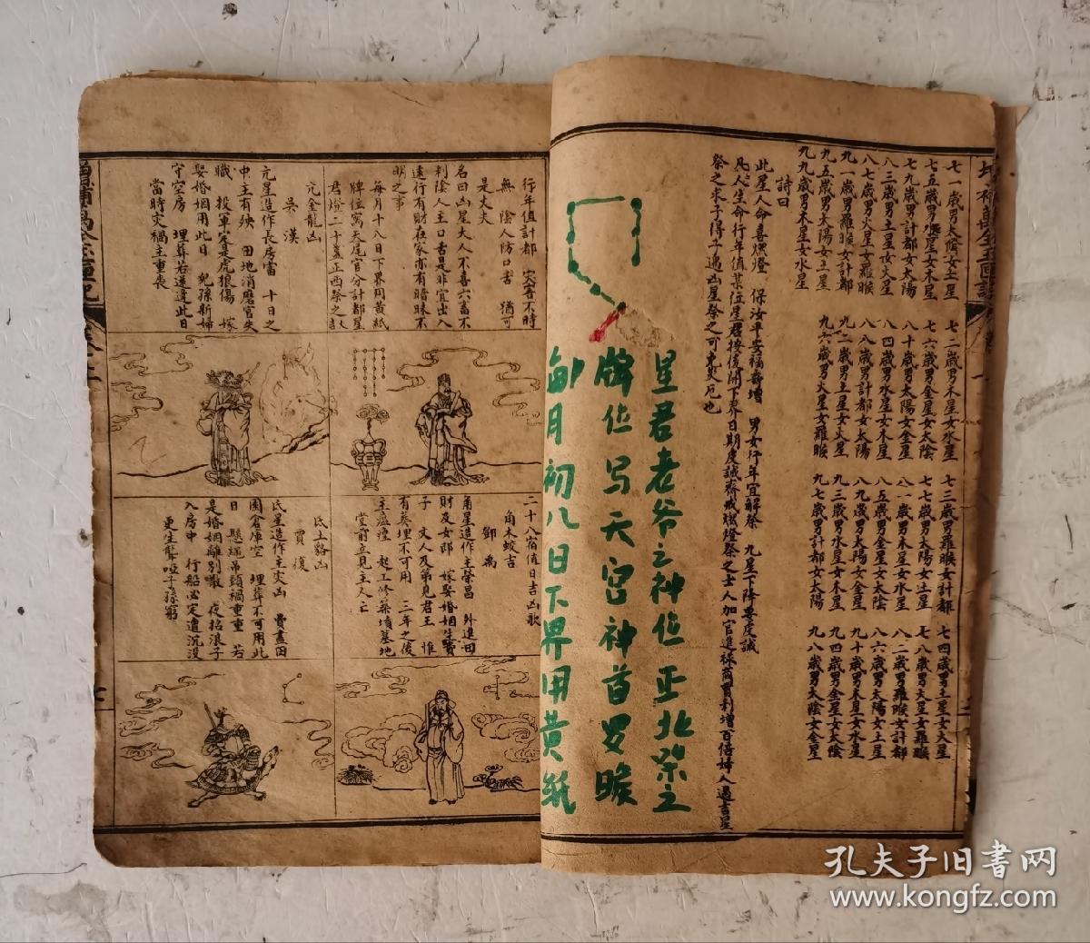 清代卦书《增補玉匣记通書》上卷。很多占卦绘图和画符图。东晋道士许真人所著。武林朱說霖两畴重校。该书命理占卜 信奉鬼神，选择良辰吉日，欲趋吉避凶集各类占卜术之大成，其内容包罗万象，择吉、风水、占梦、五行、命理、耕种、眼跳、耳鸣、符咒等妙术秘法应有尽有，甚至相猫纳犬等各种奇奇怪怪的相法却有卦解，是集各类占卜之术之代表作，清代刻本卦书。