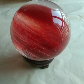 天然红彩水晶球