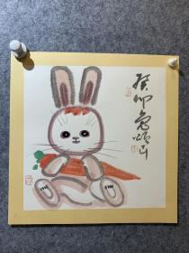 朱颂民《萌萌兔》，33*33厘米，直接得自作者本人
