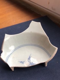 清代早期青花底足瓷片，10、9、6厘米