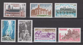FR1法国邮票 1978年 旅游系列 凡尔唐峡谷 巴黎新桥等 新 7全 雕刻版