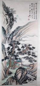 两尺小精品山水画一幅，“祁昆”清末民初画家，原装裱，民间收，品相完美，捡漏来