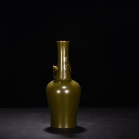 旧藏 清乾隆茶叶末釉螭龙纹摇铃尊 高10厘米 宽20厘米