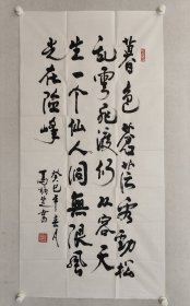 著名将军书法家，马炳芝中将四尺整纸书法137*69.5cm，软片，中国人民解放军航空兵部司令员。（保真书画）