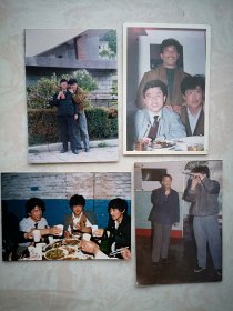 90年代初朋友聚餐合影照片四张，