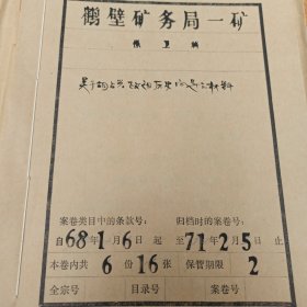 档案 1968年-1971年 16开16页 伪军 长期隐瞒历史问题 审查报告 证明材料 交待材料