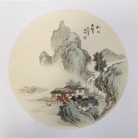 【秋水無聲图】 河北陶瓷艺术大师石老师精品卡纸仿古山水