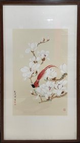 每日分享：俞致贞 白玉兰 ，镜框尺寸105x58cm，绘画尺寸64x41cm！小精品保真！