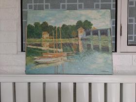80年代北京协和医院李林临摹莫奈风景油画作品（池塘）