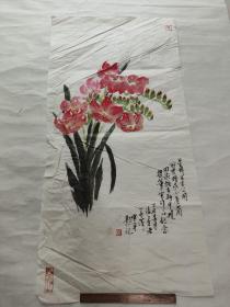 资深女编辑、上海著名画家王甦画小苍兰