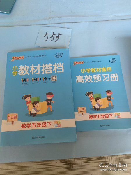 小学教材搭档：数学（五年级下RJ版全彩手绘套装共2册）