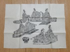 画像大名品《东汉宴饮画像砖》（原砖在四川博物馆），旧拓，包原拓