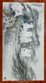 徐培晨精品国画雪猴《松韵泉声》一幅，六尺整纸，96厘米//178厘米
