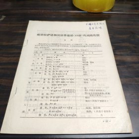 （民族语言研究资料）藏语拉萨话和汉语普通话（口语）代词的比较（作者签赠王辅世教授）16开油印本