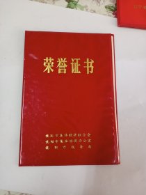 1990年沈阳市颁发的集体经济先进企业 荣誉证书