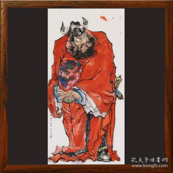 原创人物画 钟馗R8881手绘钟馗画像挂画玄关书房客厅风水民俗装饰画，尺寸：138-68厘米（四尺中堂），纸本材质（优质国画宣纸）。