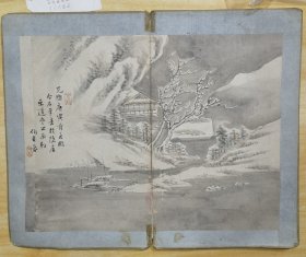 清光绪册页，伯吉画册 精品山水高仕图（保真）