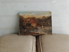 佚名欧洲风景油画“湖边洋房”535375