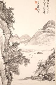 汤涤《山水》江苏武进（今江苏常州）人。为清代名画家汤贻汾之曾孙，禄名嫡孙。长须飘拂，蔼然有仙者风，取《左传》中“于思于思，花甲复耒”之句，号双于道人。字定之，小字丁子，号乐孙，亦号太平湖客、双于道人、琴隐后人，室名画梅楼、茗闲堂、云视楼。