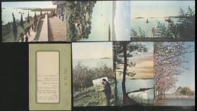 一套6张带封套法文版苏州无锡太湖风光老明信片带说明50年代