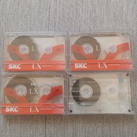 索尼EF60空白磁带1盒+SKC空白磁带LX60 3盒，4盒合售