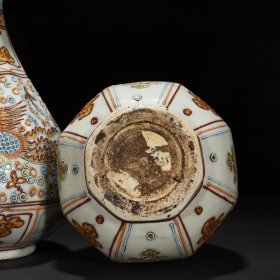 元沥粉描金凤纹八方玉壶春瓶 33*19厘米