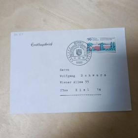04外国信封FDC德国邮票1978年第65次国际议会大会-波恩联邦议院大厦1全 首日封 有折角