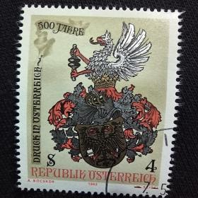 奥地利邮票1982年 印刷业五百年徽章 雕刻 销 1全 邮戳随机