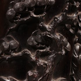 清 紫檀人物故事笔筒