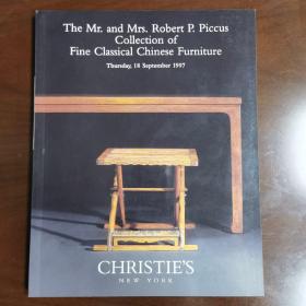 The Mr.and Mrs.Robert P.Piccus Collection of Fine Classical Chinese Furniture
毕格史家藏中国古代家具   Thursday, 18 September 1997