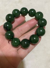 旧藏新疆碧玉手串 精品和田玉珠子