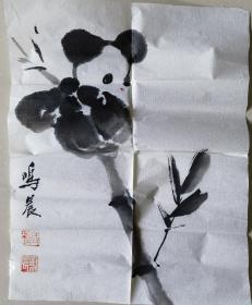 鸣晨国画熊猫图（和库）