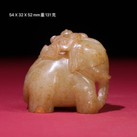 旧藏和田玉 和田玉童子洗象手把件