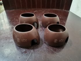 钦州坭兴陶，帅立功教授作品，《象山水月》杯一组合售（品相完好）