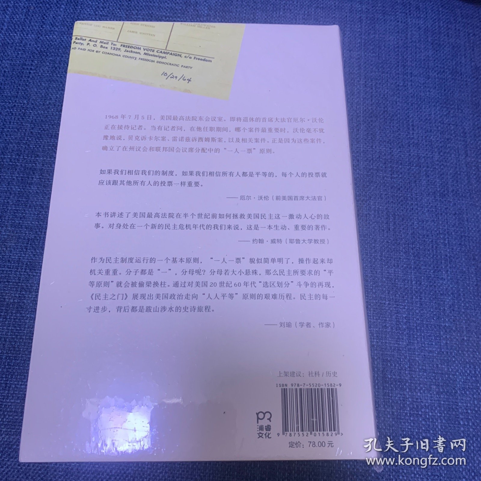 民主之门 : 最高法院如何将“一人一票”制带到美国