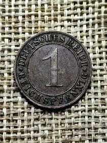 德国1芬尼铜币 魏玛共和国1935年I版麦穗 oz0176