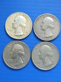 美国硬币 银色一刀4枚打包 70年代