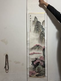 著名画家苍石青绿山水一副