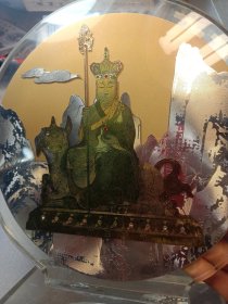 安徽池州，九华山，摆件。有机玻璃材料。地藏王图案，按图发货，估计90年代生产的150包邮包真包老